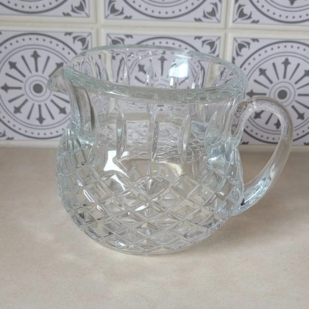 Vintage Lead Crystal Squat Water Juice Creamer Pitcher